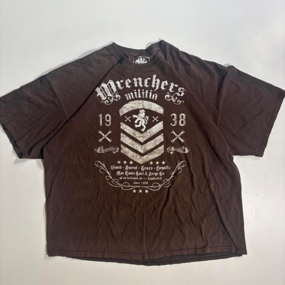 Brown Y2k MAC Tools Graphic T-Shirt - 3XL